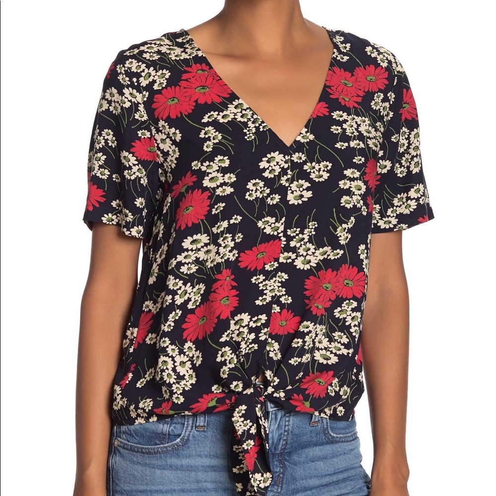 Madewell Hillside Daisies Tie Front Top